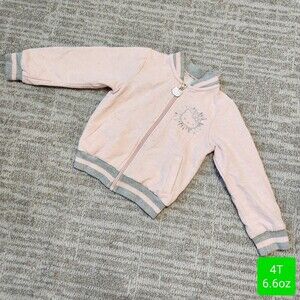 Hello Kitty toddler girls lightweight full zip jacket pink gray size 4